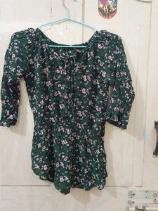Floral  Black Top