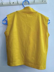 Yellow Sleeveless Turtleneck Top