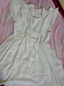 White Ruffle Sleeve Dress