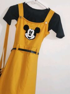 Girls Yellow Mickey Dress with Purse