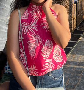Pink Floral Halter Top