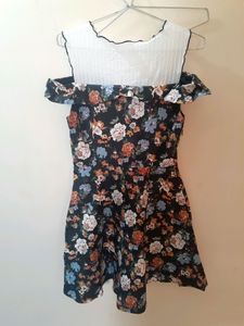 Fun And Flowers Black Skater Dress