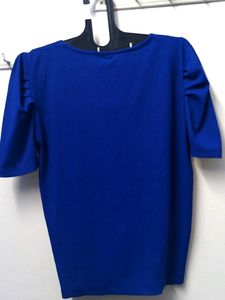 Blue Ruched Detail Top
