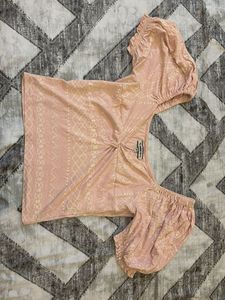 Cute Peach Puff Sleeve Top- Bust Size 32-34