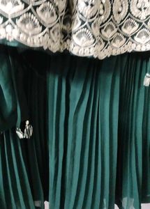 Elegant Green Embroidered Ethnic Gown