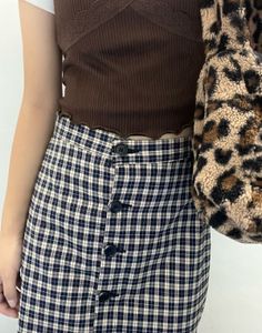 Plaid Button-Front Skirt