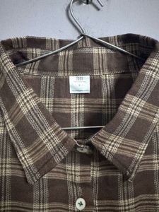brown korean check shirt