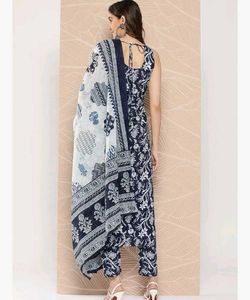 Blue Printed Kurti Set