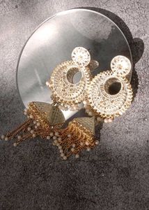 White Long Jhumka