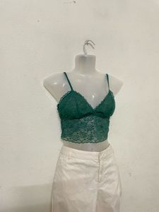 Pintresty Y2k Floral Lace V Neck Bra
