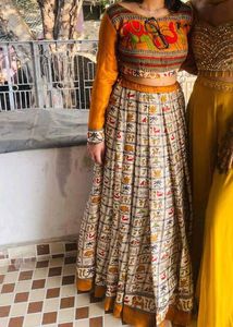 Mustard Crop Top And Skirt Set