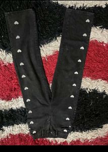 heart print desine straight jeans