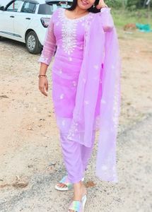 Lavender Embroidered Kurta Set