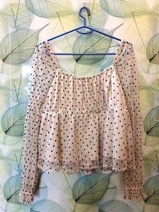 Polka Dot Sheer Sleeve Top