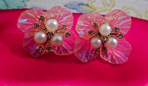Floral Pearl Stud Earrings