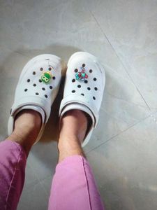 Cream Crocs With Charming