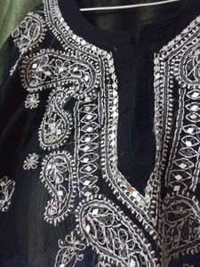 Elegant Black Chikankari Kurta