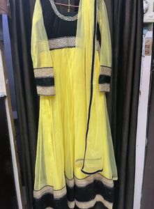 black velvet and  yellow net  frock