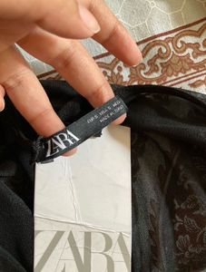 Zara Black Mesh Long Sleeve Top