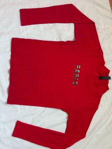 Red Paris Long Sleeve Top
