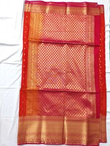 Orange &amp; Pink Pattu Saree