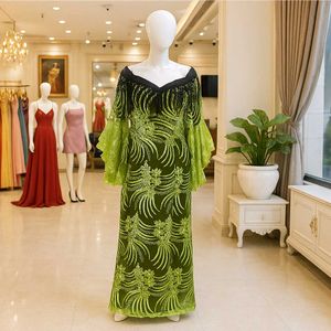 Elegant Green & Black Embellished Gown