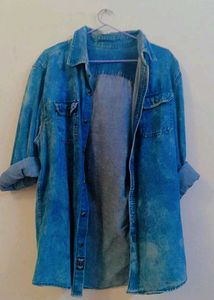 Vintage Blue Washed Denim Shirt – Unisex