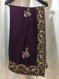 Purple Handwork Saree