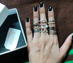 Silver Medium Size 12 Rings For Girls
