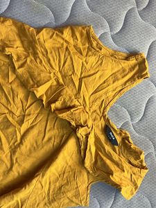 Cute Mustard Top With Detailed Front Neck Design
