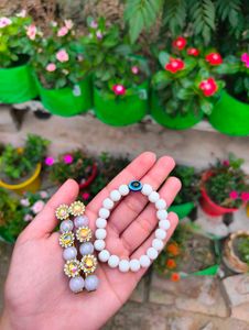 Evil Eye Bracelet And Beaded rhinestone hair clips