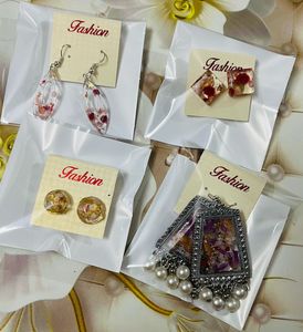 Resin Flower Earring Set 4 Pair Combo