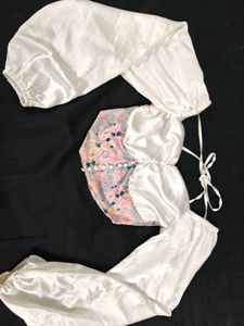 Floral Crop Top with Balloon Sleeves