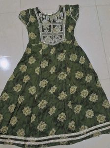 Olive Green Embroidered Kurta