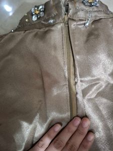 Elegant Gold Pleated Dress For Girls