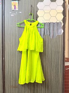 Neon Green Layered Mini Dress