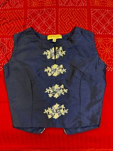 Embroidered Blue Choli Set
