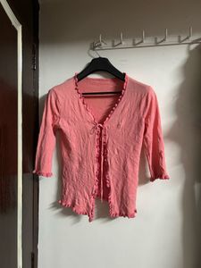 Pink Ruffle Cardigan