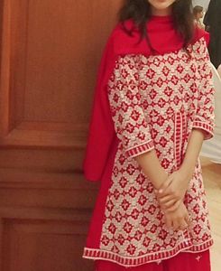 Pink Garara Embroidery Work