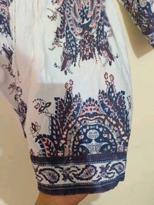 Paisley Print Lace-Up Blouse