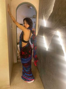 (Can Bargain)Backless Top And A Saree Combo