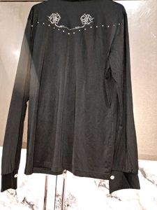 Combo Black &amp; White Striped Dress With Shirt