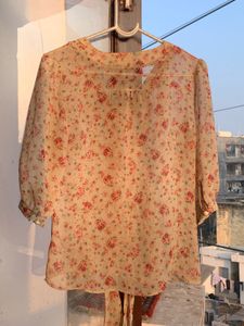 Floral Print Tie Neck Blouse