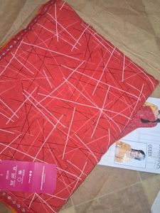 Peach Red Saree