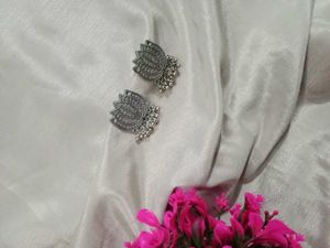 Oxidised Lotus Earrings