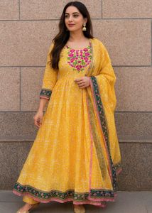 Elegant Yellow Embroidered Kurta Set