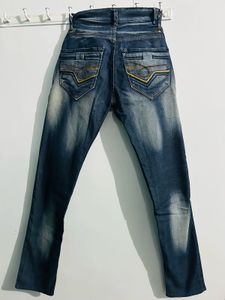 Distressed Denim Jeans with Patches