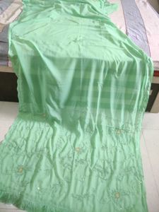 Mint Green Embroidered Saree