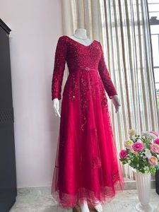 Luxury Sequined Red Gown