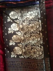 Elegant Brown &amp; Gold Banarasi Saree